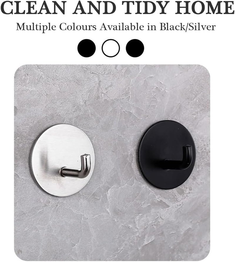 EDMILE 8 Pack Silver Adhesive Wall Hooks, Towel Hooks for Bathrooms, Sticky Hooks for Hanging, Stick on Wall Mount for Bathroom Kitchen Bedroom No Drill - Image 4